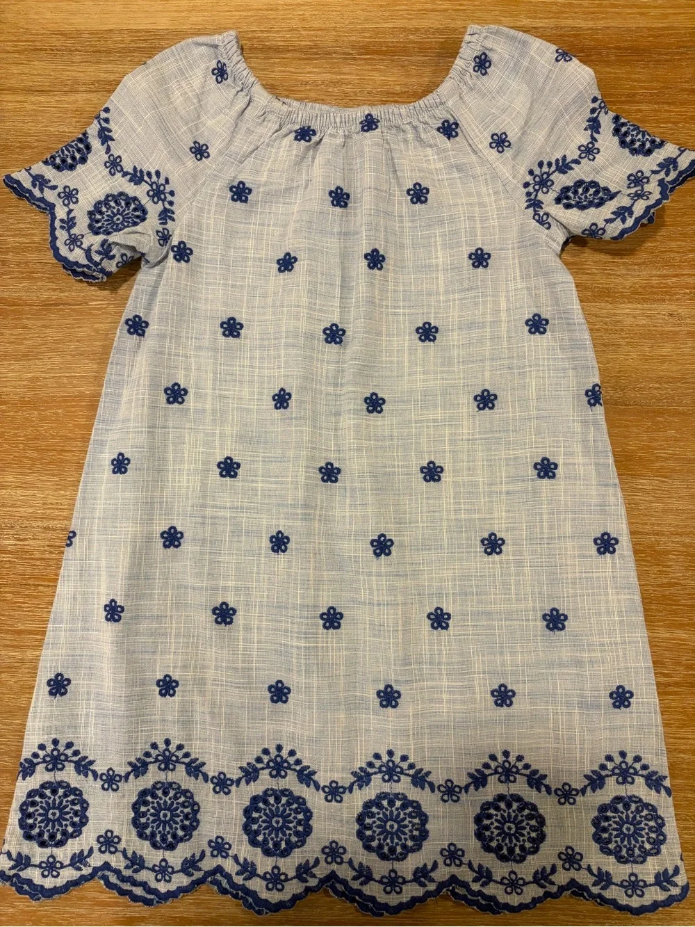 Gymboree Light Blue Dress with Navy Embroidery